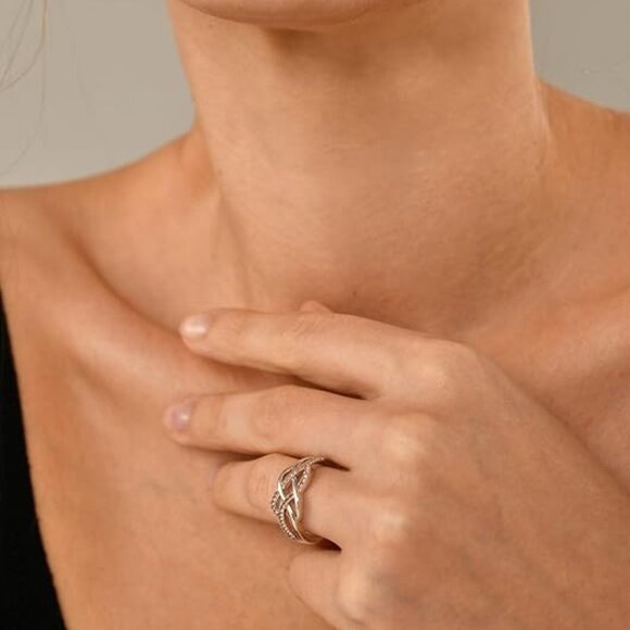 YL Celtic Knot Rings Twisted Knot Ring Birthstone Infinity Rings - Garnet - Jan - Picture 3 of 6